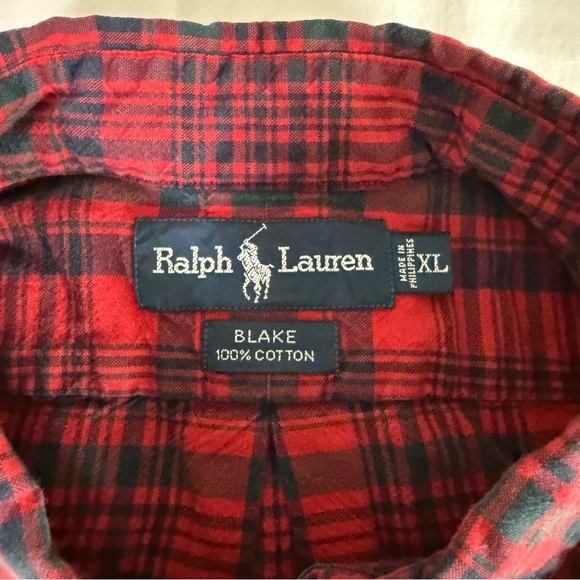 Ralph Lauren Men’s Size XL Red Plaid Button Down Long Sleeve Blake Cotton Preppy - Picture 4 of 7